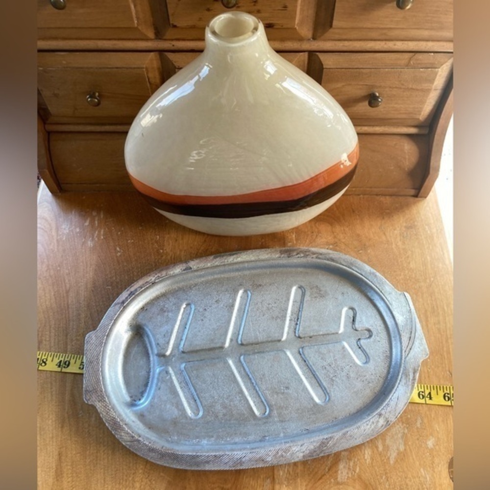 🩶 Pewter 14 inch steak plate platter oven baking tray really handy size